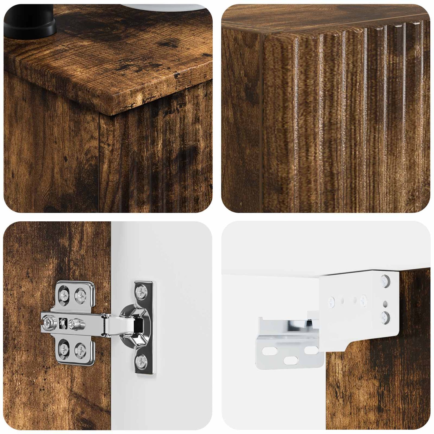 Badkamermeubelset 3 st Gerookt eiken 33 x 34,5 x 160 cm