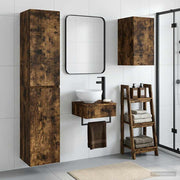 Badkamermeubelset 3 st gerookt eiken wandmontage