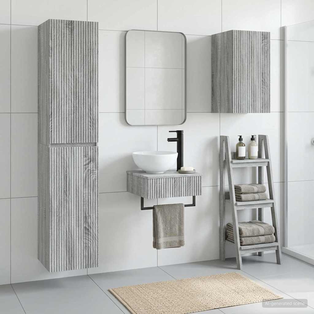 Badkamermeubelset 3 st Grijs Sonoma 33 x 34,5 x 160 cm