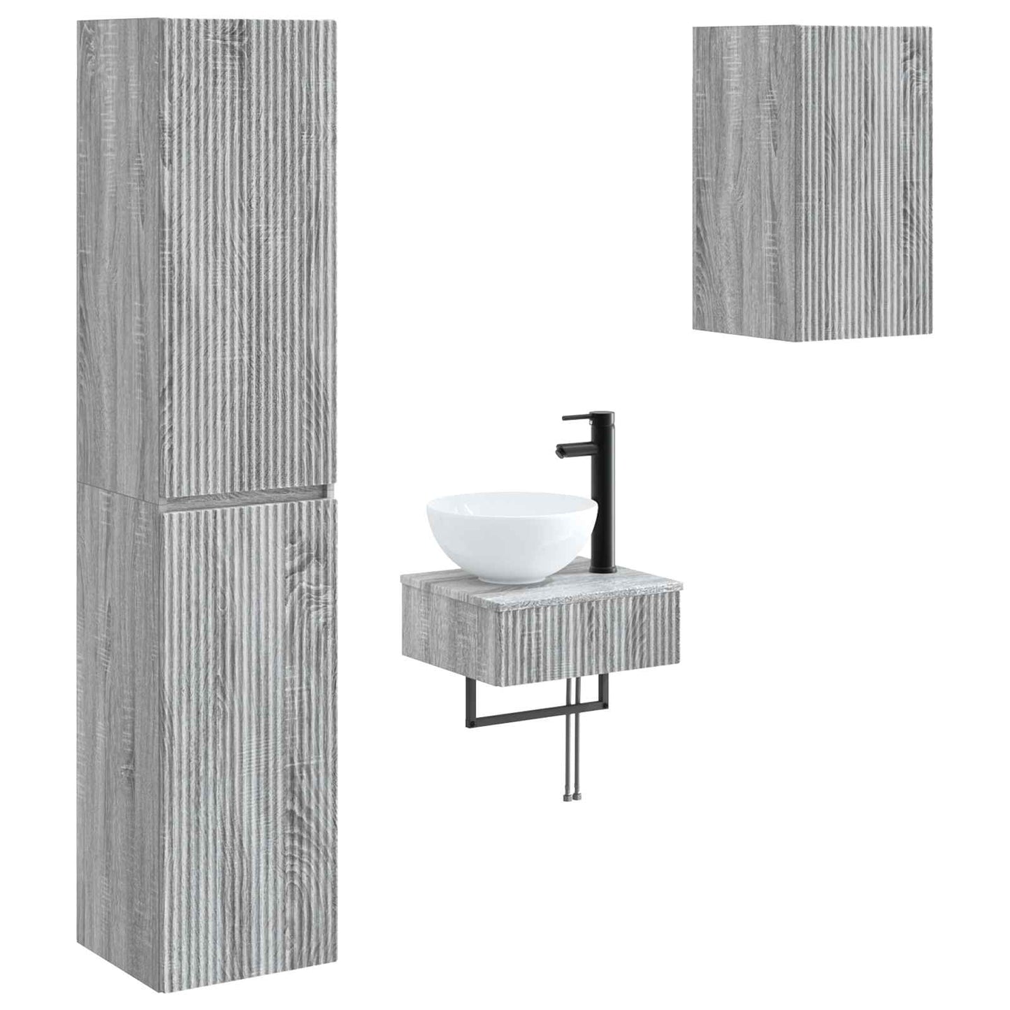 Badkamermeubelset 3 st Grijs Sonoma 33 x 34,5 x 160 cm