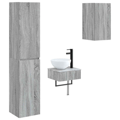 Badkamermeubelset 3 st Grijs Sonoma 33 x 34,5 x 160 cm