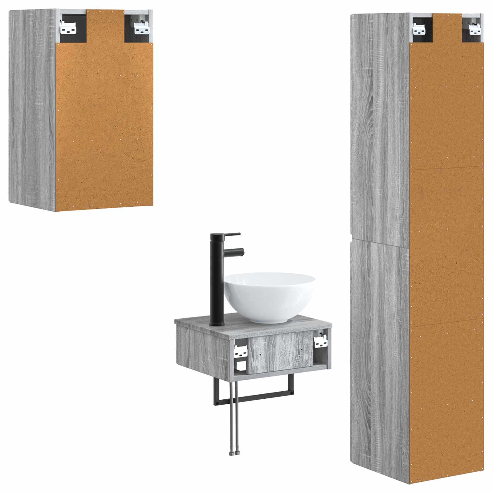 Badkamermeubelset 3 st Grijs Sonoma 33 x 34,5 x 160 cm