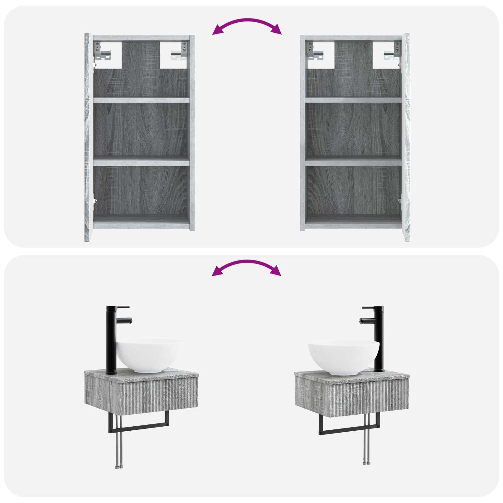 Badkamermeubelset 3 st Grijs Sonoma 33 x 34,5 x 160 cm