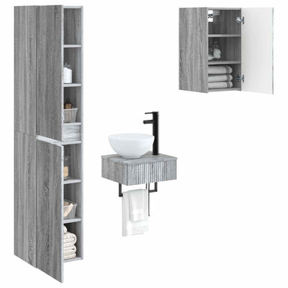 Badkamermeubelset 3 st Grijs Sonoma 33 x 34,5 x 160 cm