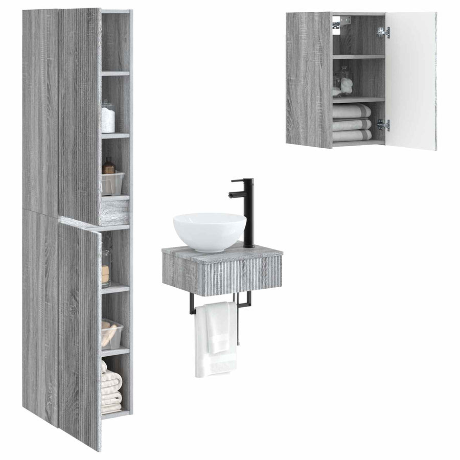 Badkamermeubelset 3 st Grijs Sonoma 33 x 34,5 x 160 cm