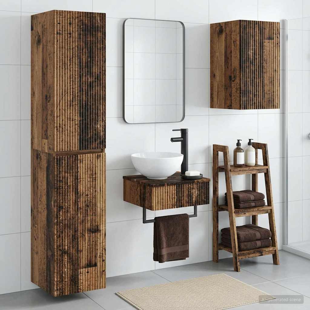 Badkamermeubelset 3 st Oud hout 33 x 34,5 x 160 cm Bewerkt hout