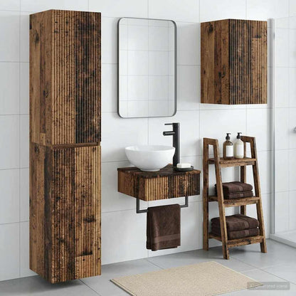 Badkamermeubelset 3 st Oud hout 33 x 34,5 x 160 cm Bewerkt hout