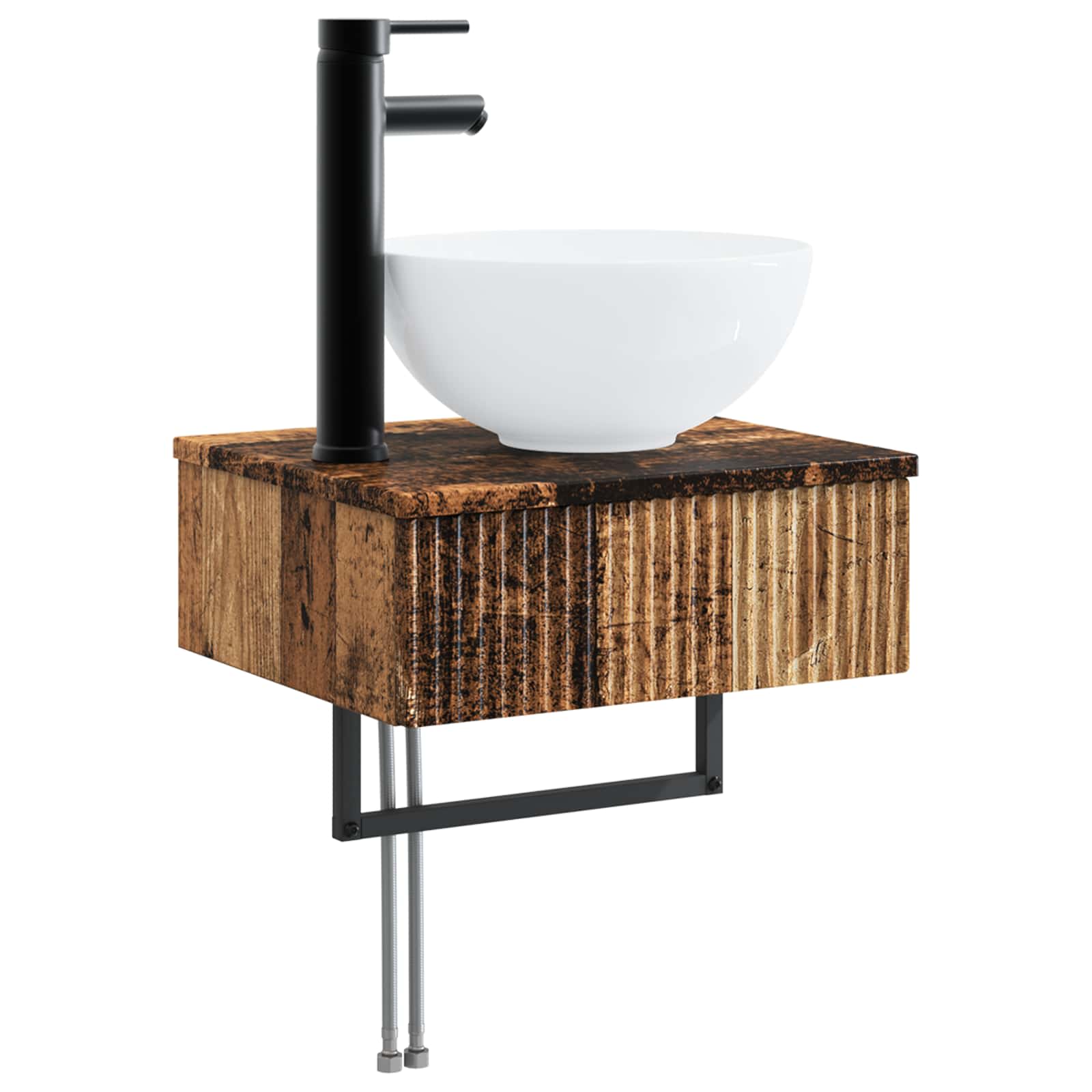 Badkamermeubelset 3 st Oud hout 33 x 34,5 x 160 cm Bewerkt hout