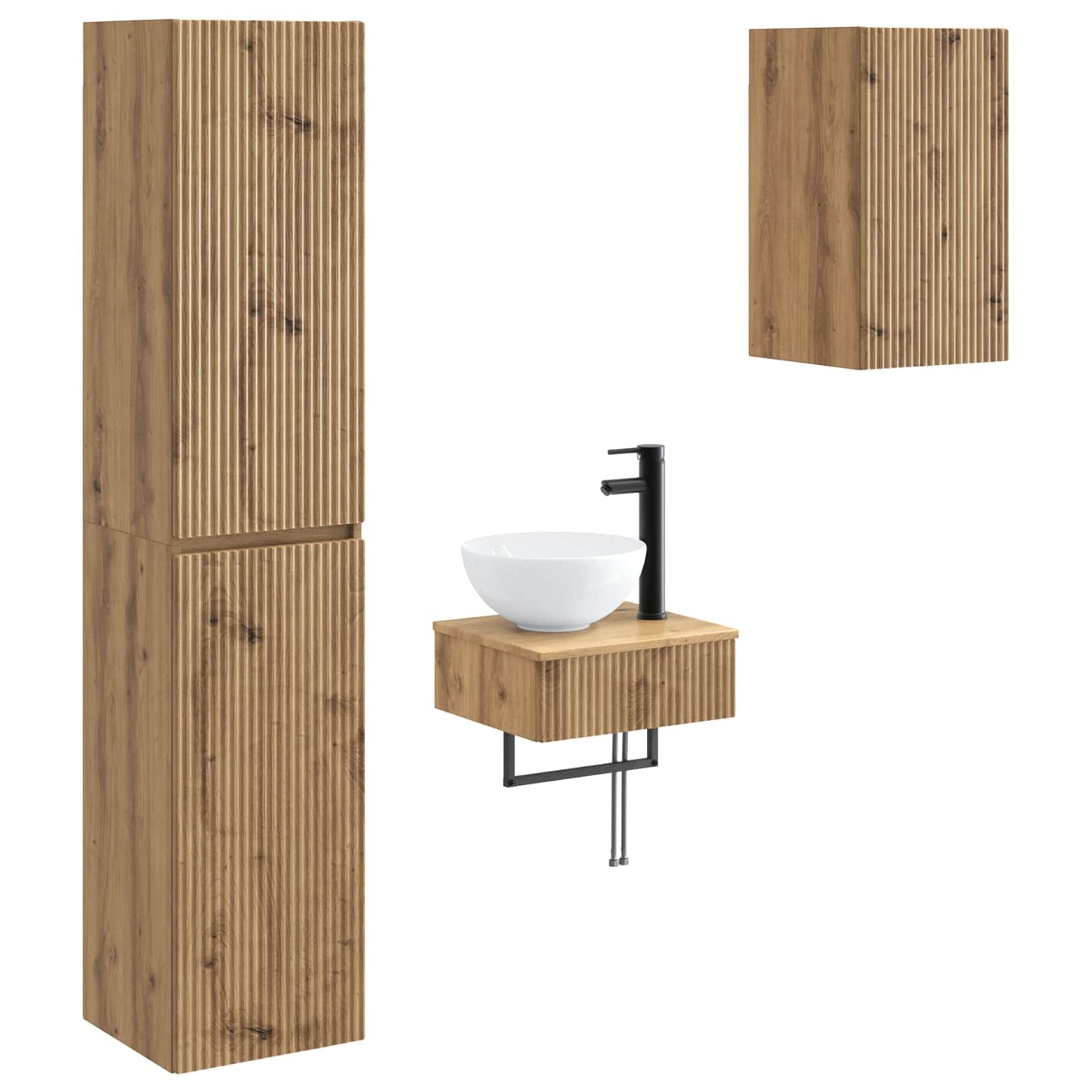 Badkamermeubelset 3 st Artisanaal eiken 33 x 34,5 x 160 cm