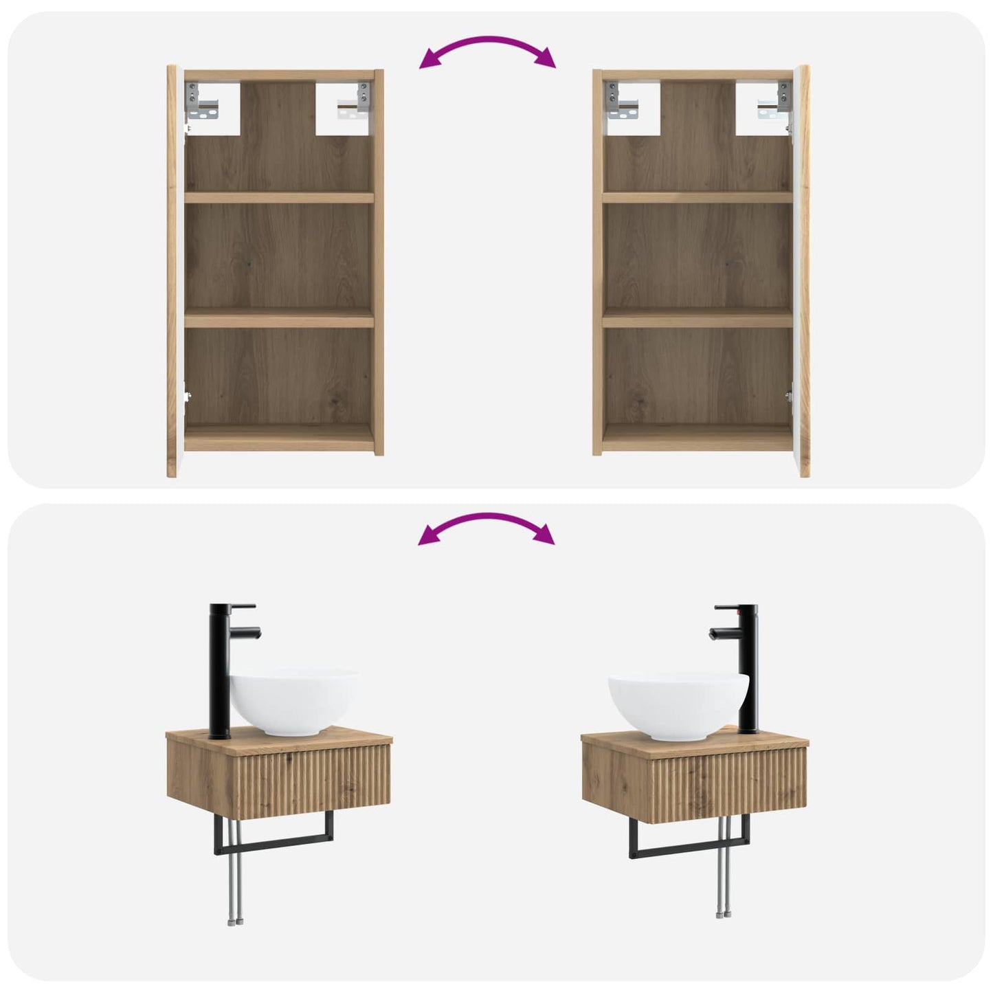 Badkamermeubelset 3 st Artisanaal eiken 33 x 34,5 x 160 cm