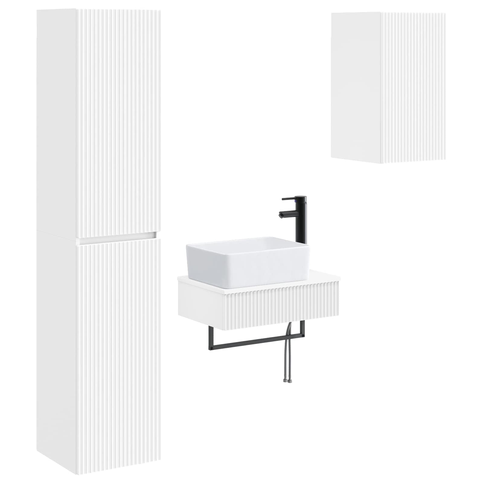 Badkamermeubelset 3 st Wit 33 x 34,5 x 160 cm Bewerkt hout