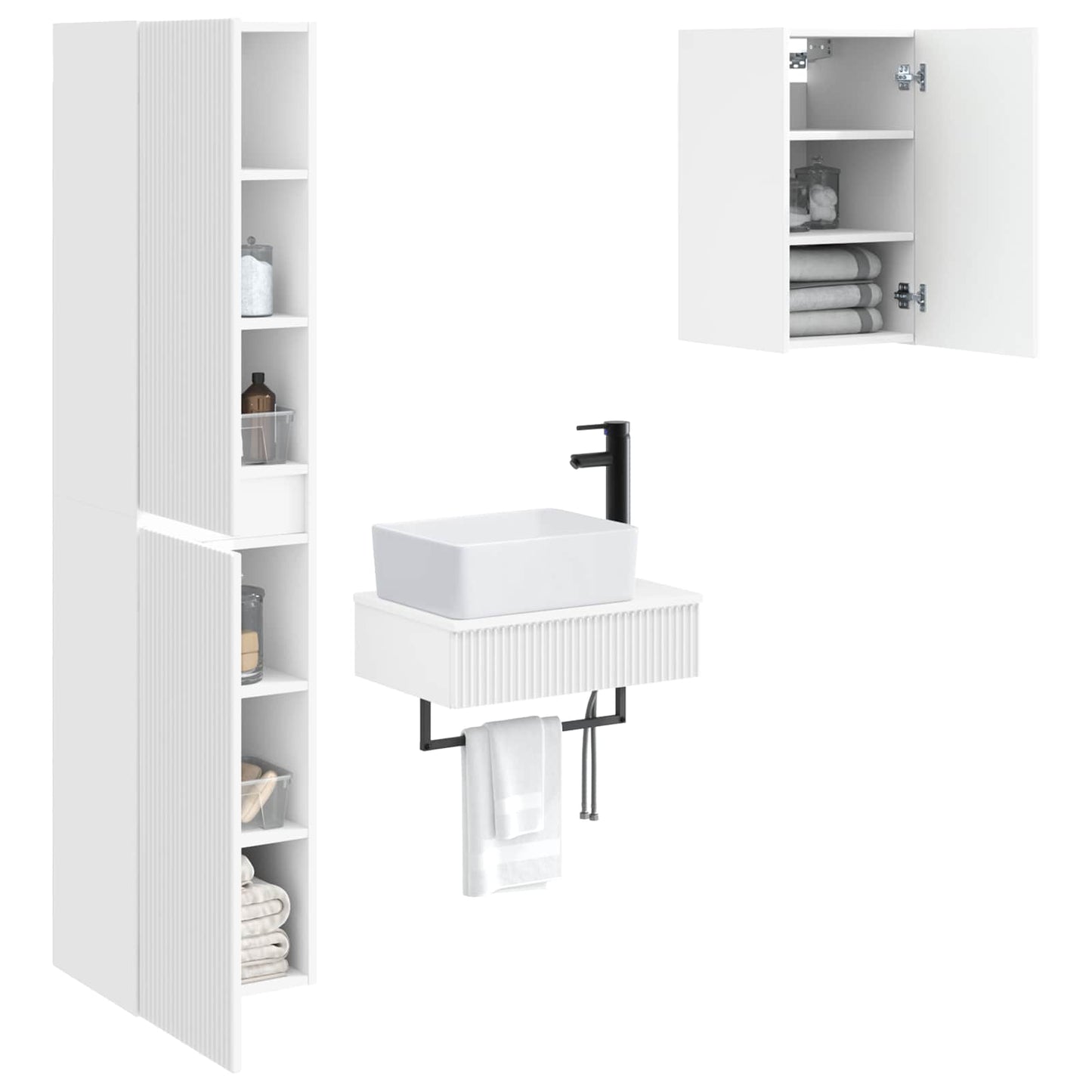 Badkamermeubelset 3 st Wit 33 x 34,5 x 160 cm Bewerkt hout