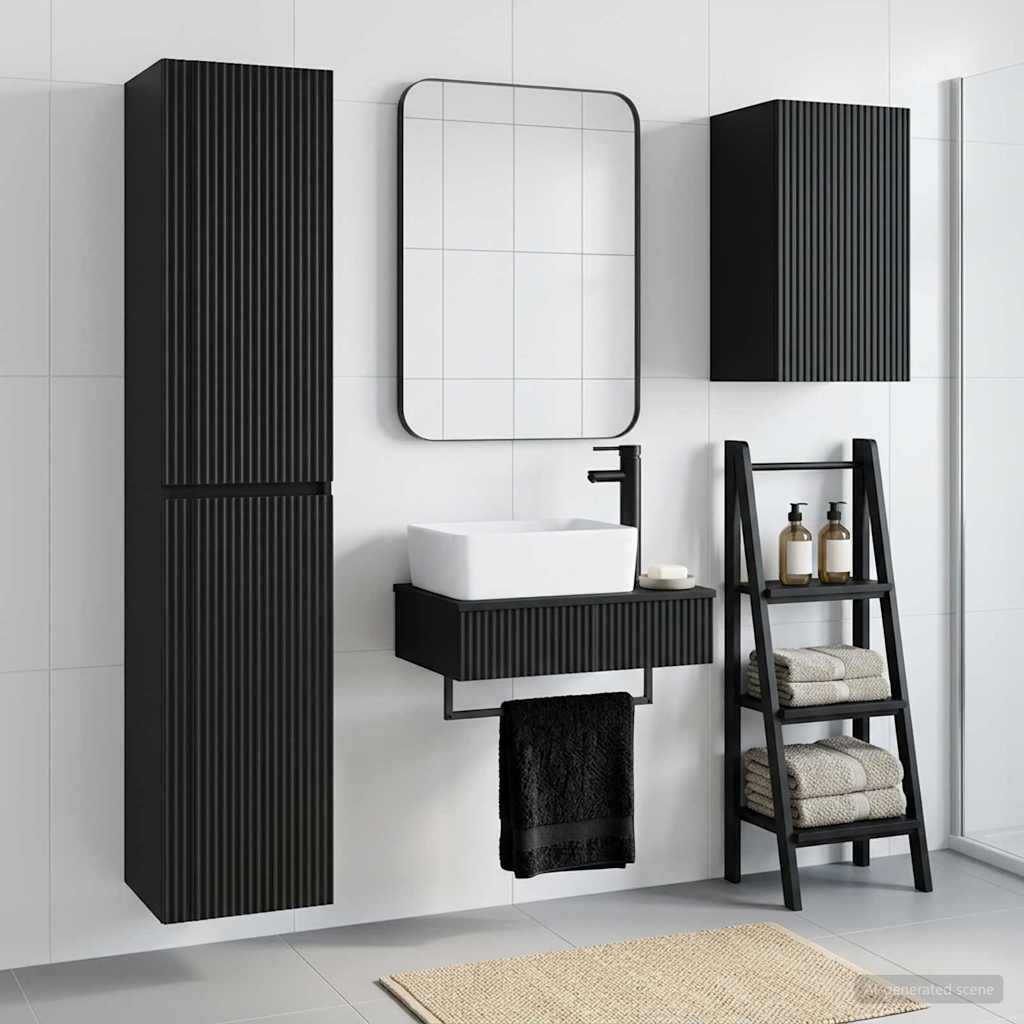 Badkamermeubelset 3 st Zwart 33 x 34,5 x 160 cm Bewerkt hout