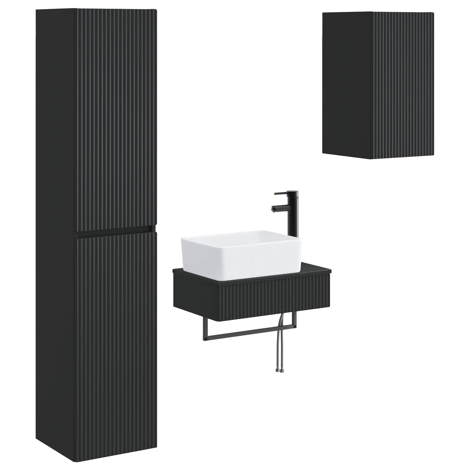 Badkamermeubelset 3 st Zwart 33 x 34,5 x 160 cm Bewerkt hout