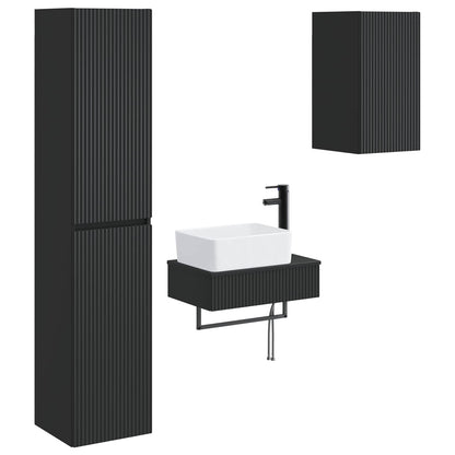 Badkamermeubelset 3 st Zwart 33 x 34,5 x 160 cm Bewerkt hout