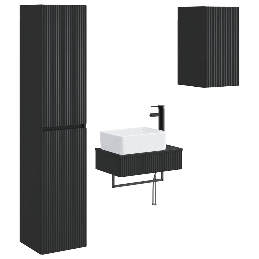 Badkamermeubelset 3 st Zwart 33 x 34,5 x 160 cm Bewerkt hout