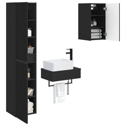 Badkamermeubelset 3 st Zwart 33 x 34,5 x 160 cm Bewerkt hout