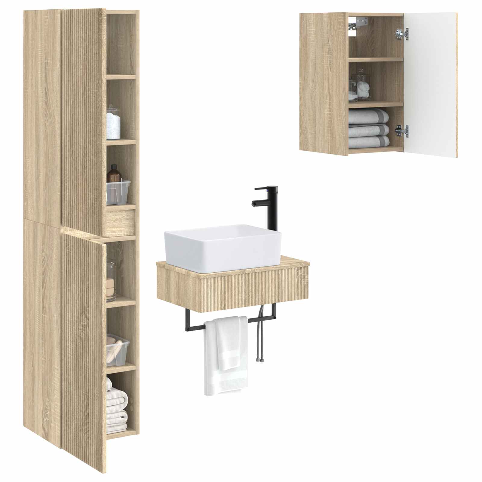 Badkamermeubelset 3 st Sonoma Eiken 33 x 34,5 x 160 cm