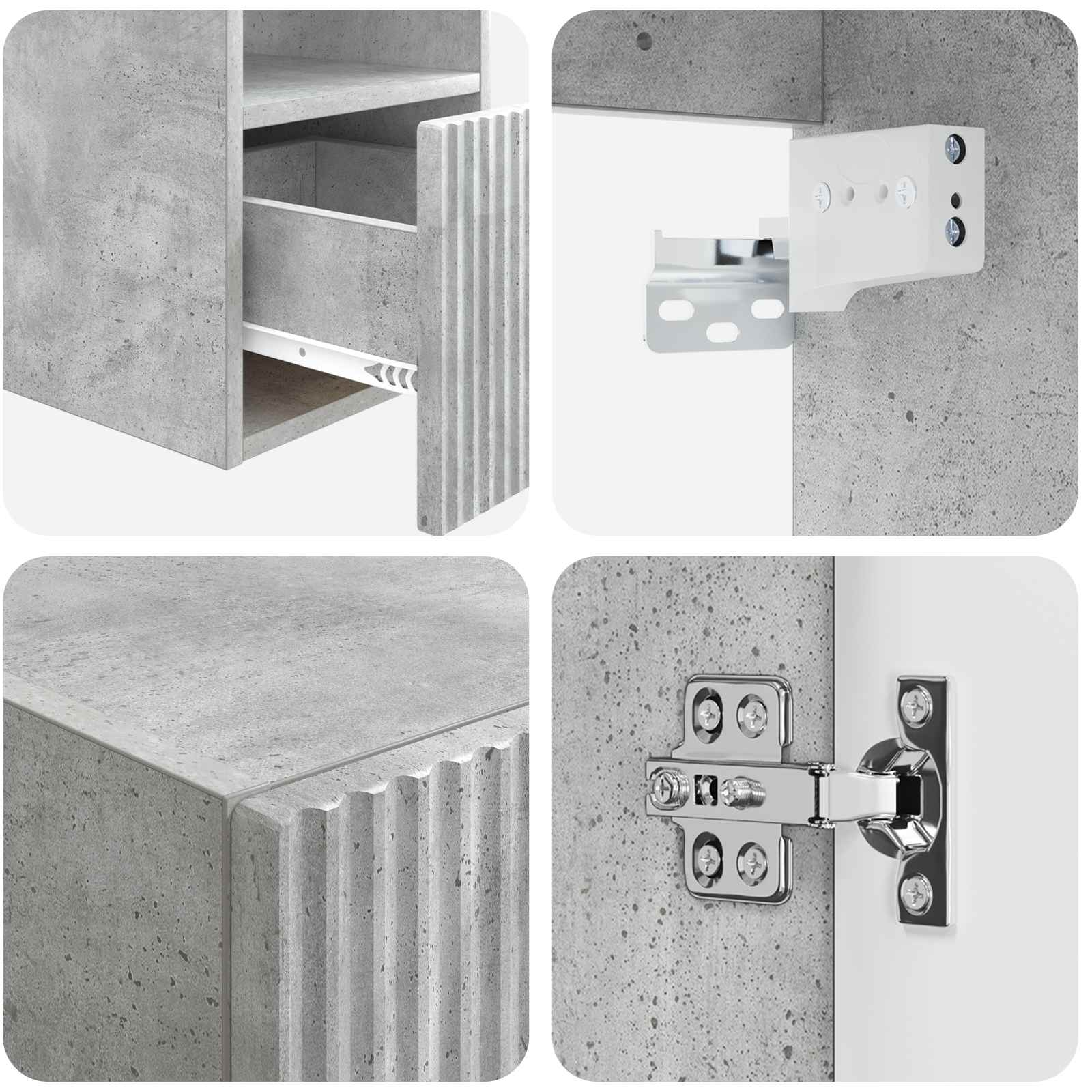 Badkamermeubelset 3 st Betongrijs 33 x 34,5 x 160 cm