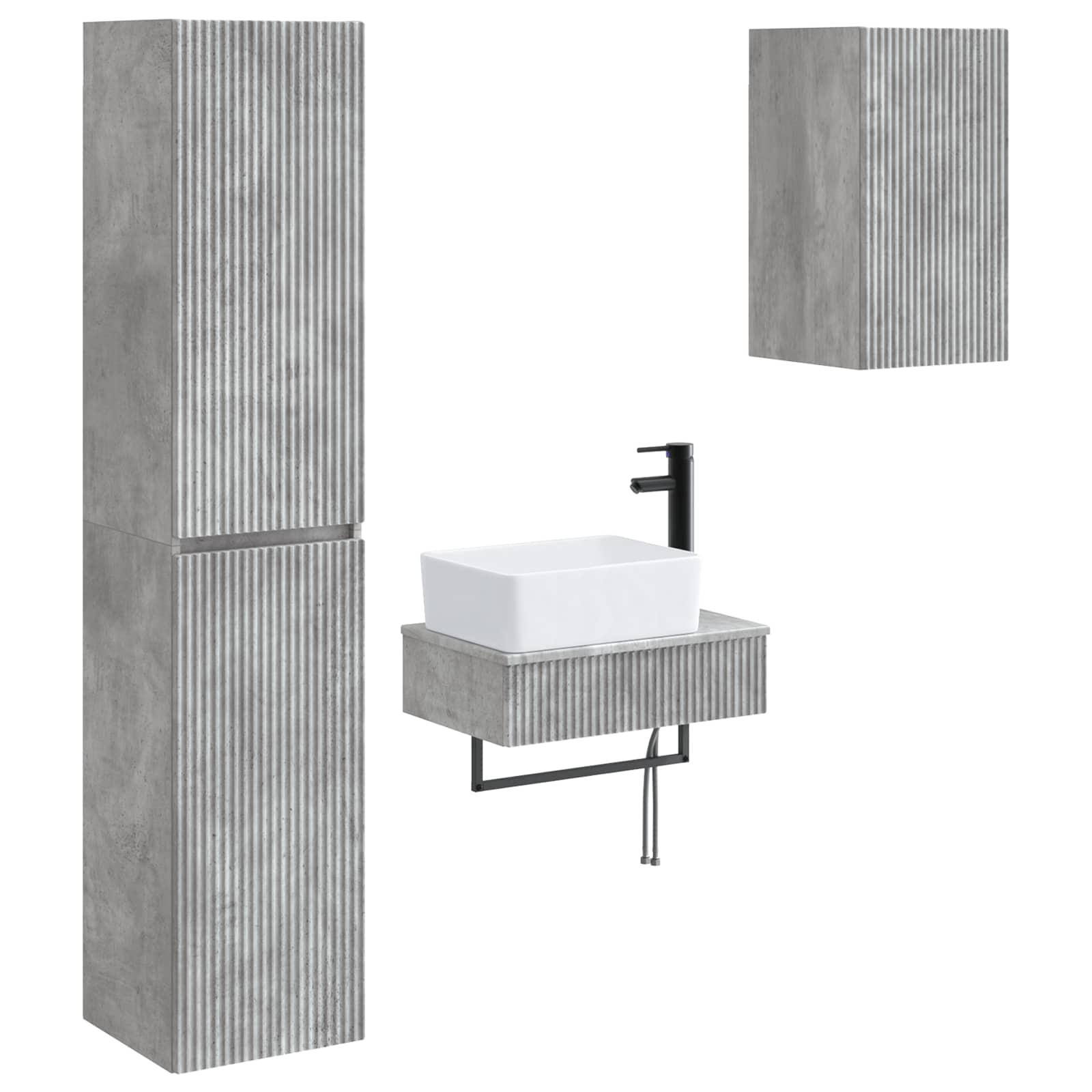 Badkamermeubelset 3 st Betongrijs 33 x 34,5 x 160 cm