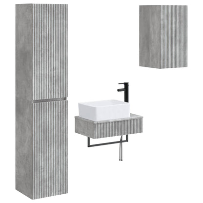 Badkamermeubelset 3 st Betongrijs 33 x 34,5 x 160 cm