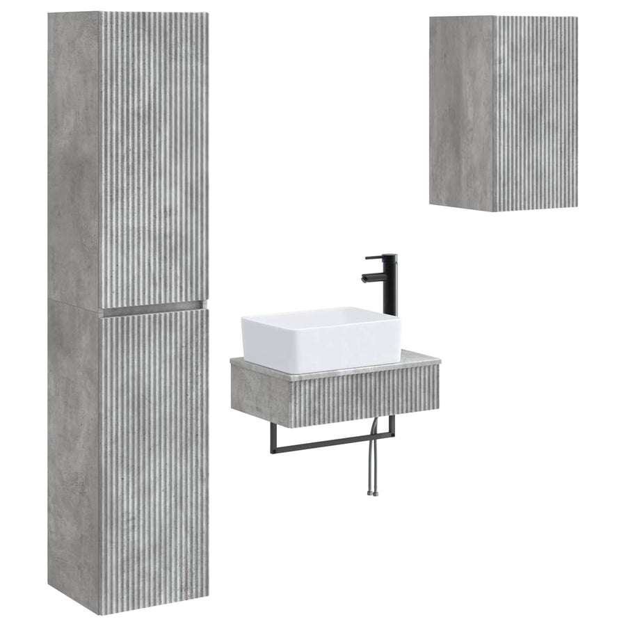 Badkamermeubelset 3 st Betongrijs 33 x 34,5 x 160 cm