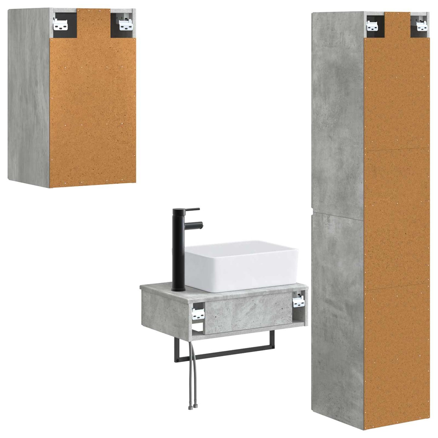 Badkamermeubelset 3 st Betongrijs 33 x 34,5 x 160 cm