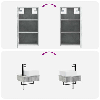 Badkamermeubelset 3 st Betongrijs 33 x 34,5 x 160 cm