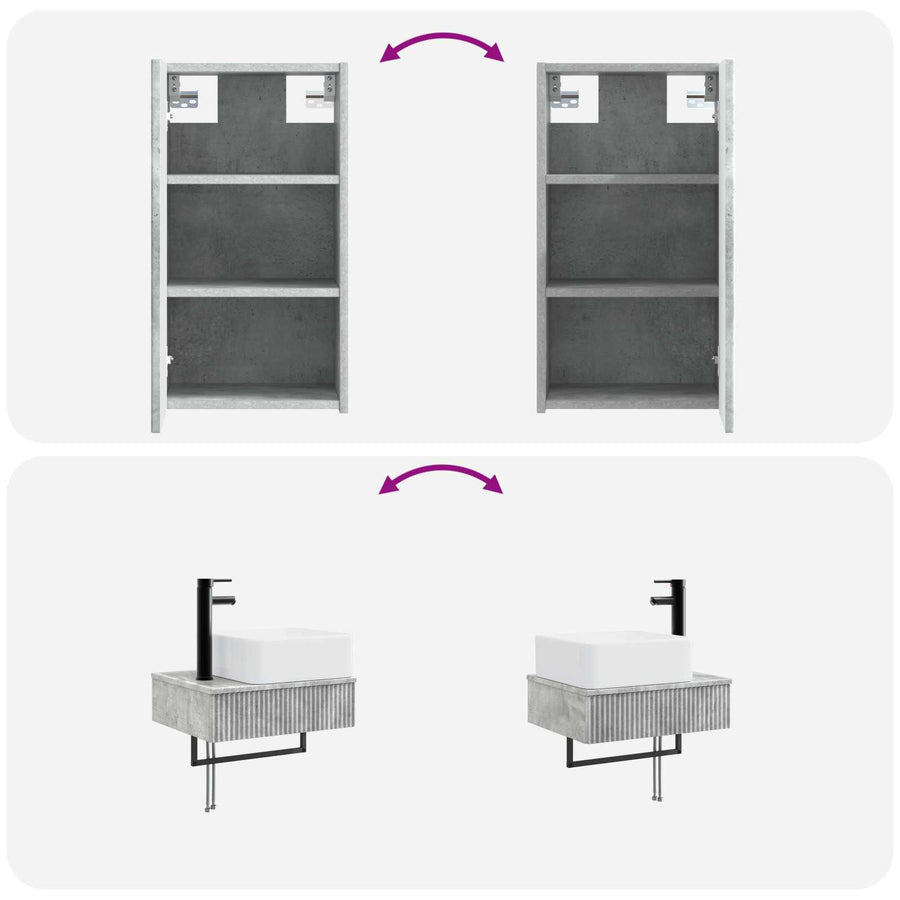 Badkamermeubelset 3 st Betongrijs 33 x 34,5 x 160 cm