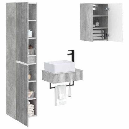 Badkamermeubelset 3 st Betongrijs 33 x 34,5 x 160 cm