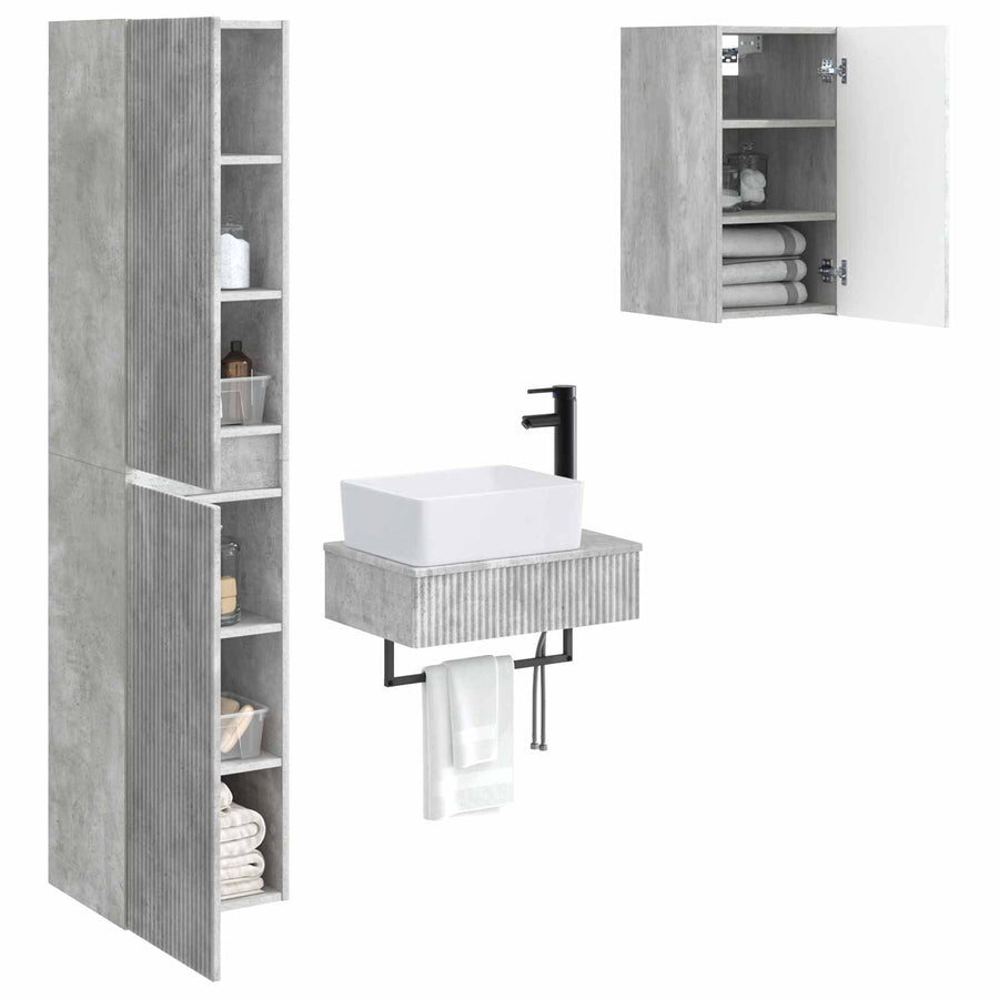 Badkamermeubelset 3 st Betongrijs 33 x 34,5 x 160 cm