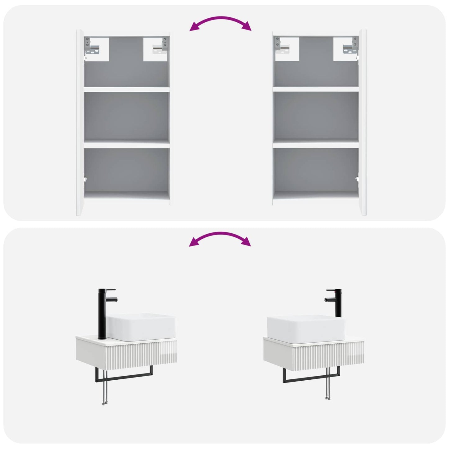 Badkamermeubelset 3 st Hoogglans Wit 33 x 34,5 x 160 cm