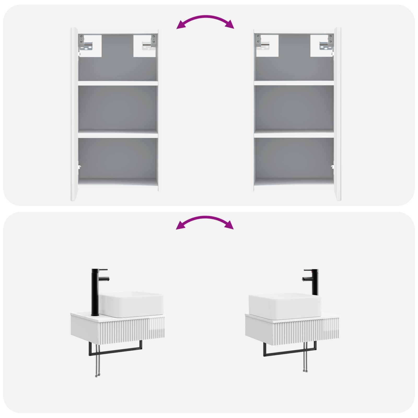 Badkamermeubelset 3 st Hoogglans Wit 33 x 34,5 x 160 cm