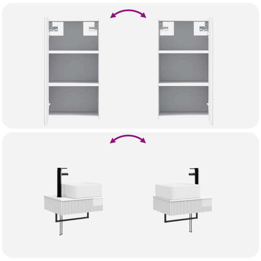 Badkamermeubelset 3 st Hoogglans Wit 33 x 34,5 x 160 cm