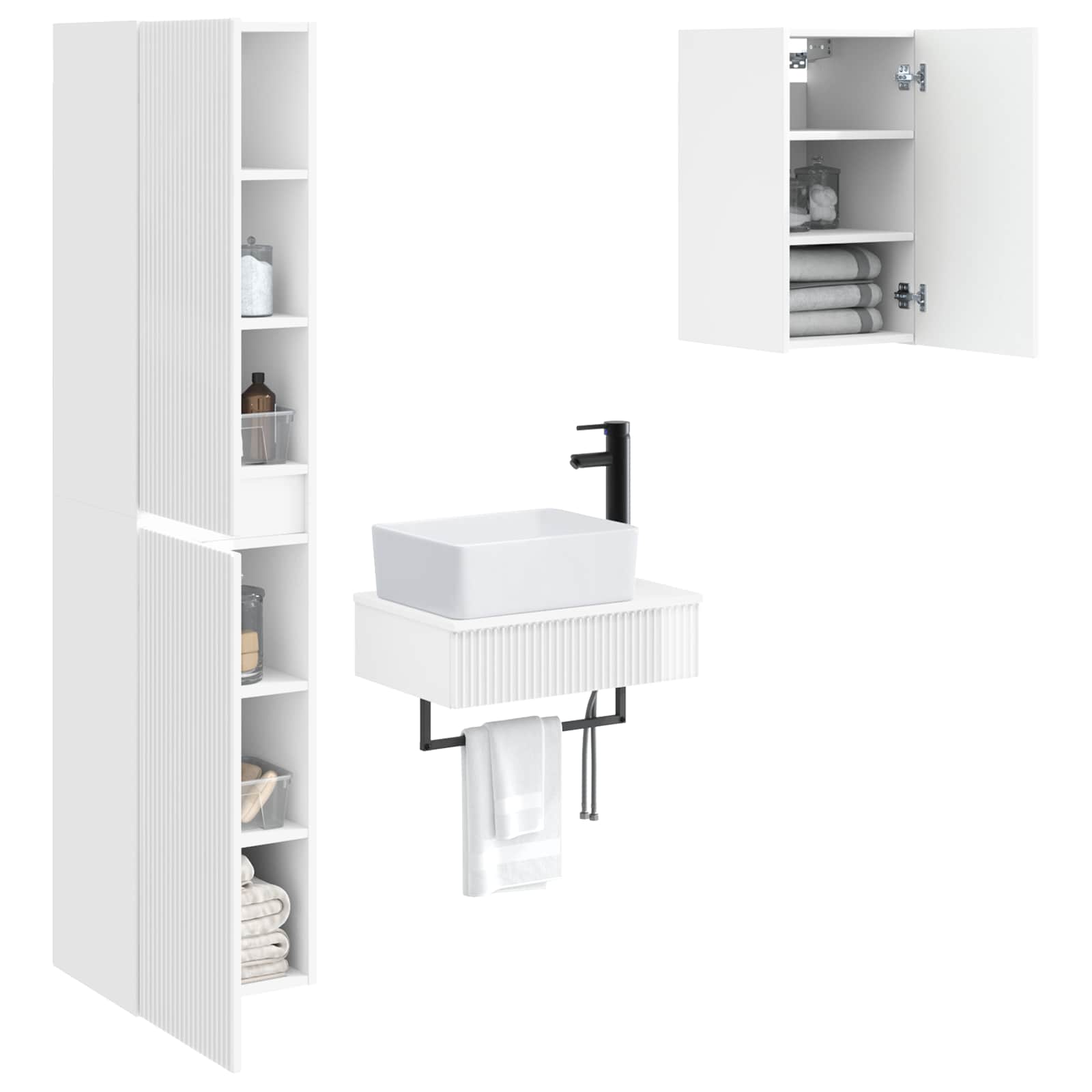 Badkamermeubelset 3 st Hoogglans Wit 33 x 34,5 x 160 cm