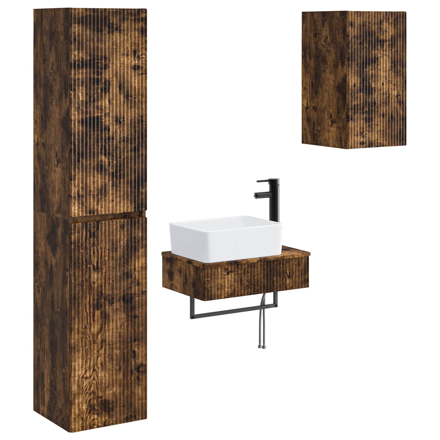 Badkamermeubelset 3 st Gerookt eiken 33 x 34,5 x 160 cm