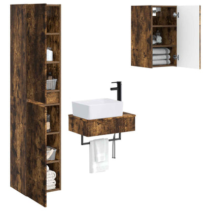 Badkamermeubelset 3 st Gerookt eiken 33 x 34,5 x 160 cm