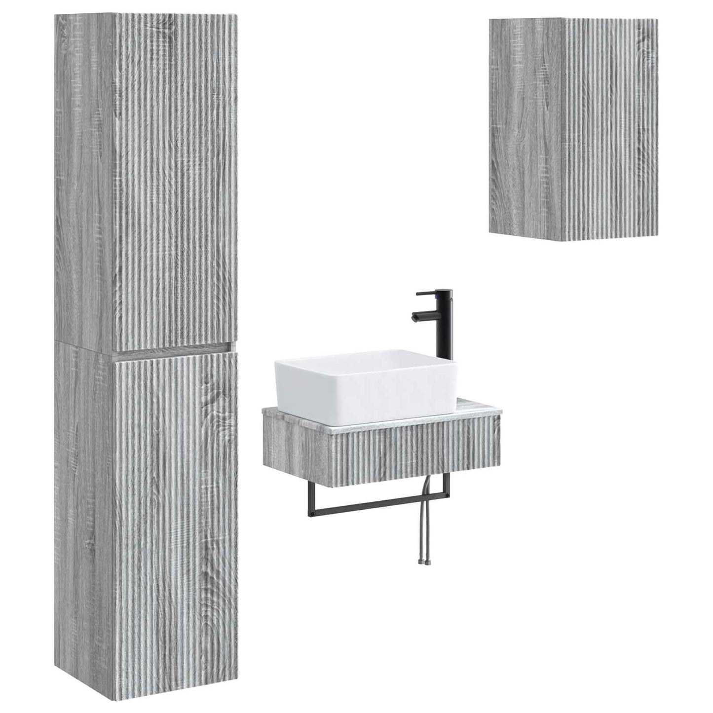 Badkamermeubelset 3 st Grijs Sonoma 33 x 34,5 x 160 cm
