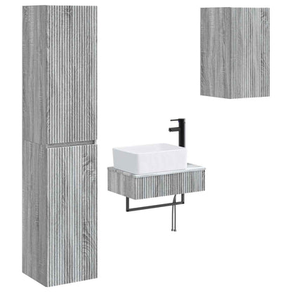 Badkamermeubelset 3 st Grijs Sonoma 33 x 34,5 x 160 cm