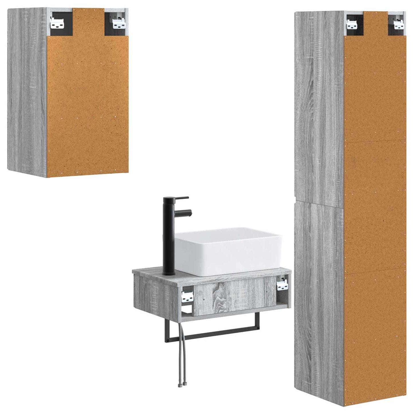 Badkamermeubelset 3 st Grijs Sonoma 33 x 34,5 x 160 cm