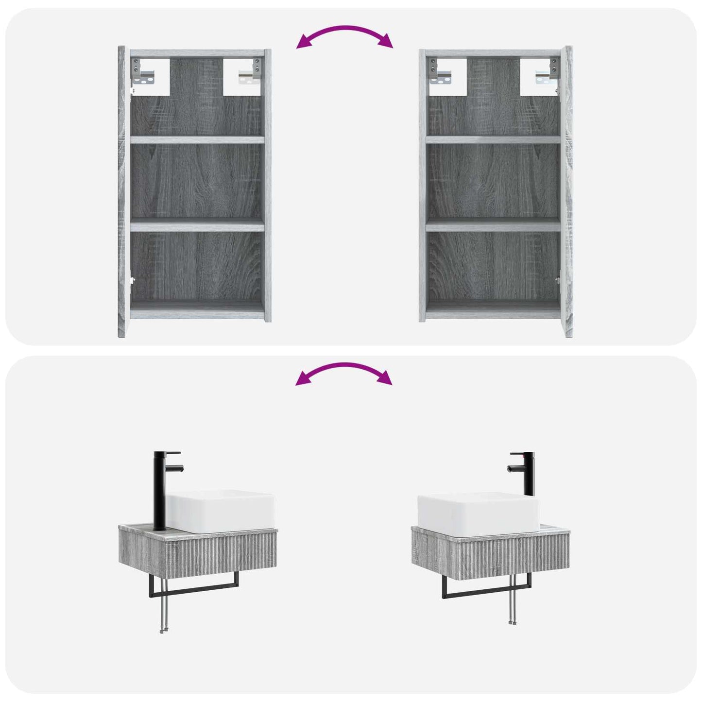 Badkamermeubelset 3 st Grijs Sonoma 33 x 34,5 x 160 cm
