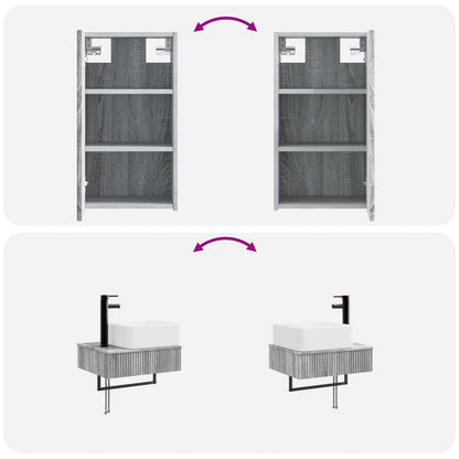 Badkamermeubelset 3 st Grijs Sonoma 33 x 34,5 x 160 cm