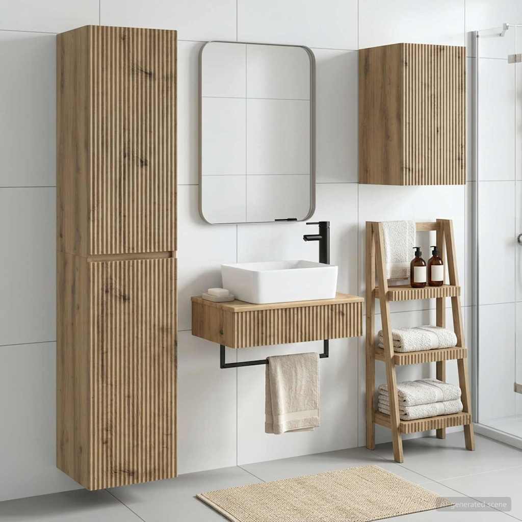 Badkamermeubelset 3 st Artisanaal eiken 33 x 34,5 x 160 cm