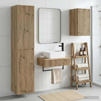 Badkamermeubelset 3 st Artisanaal eiken 33 x 34,5 x 160 cm