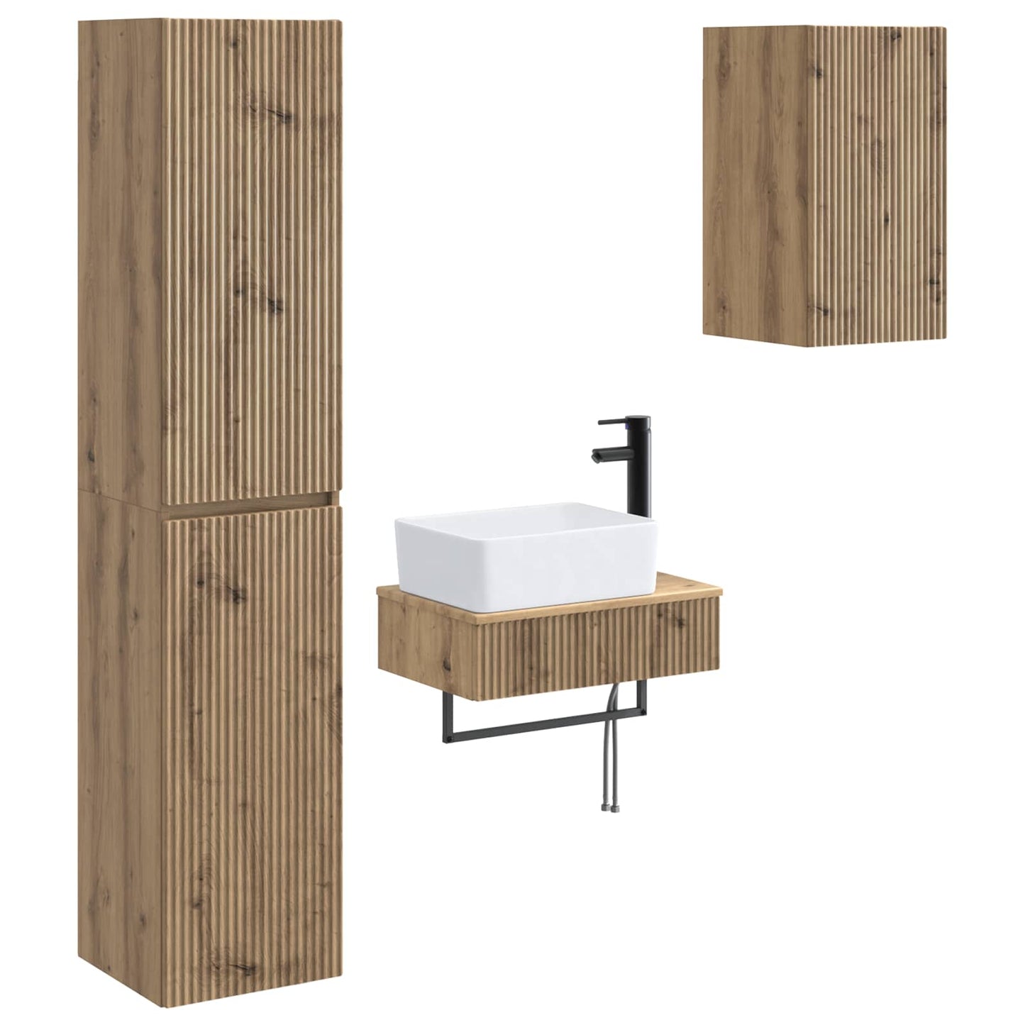Badkamermeubelset 3 st Artisanaal eiken 33 x 34,5 x 160 cm