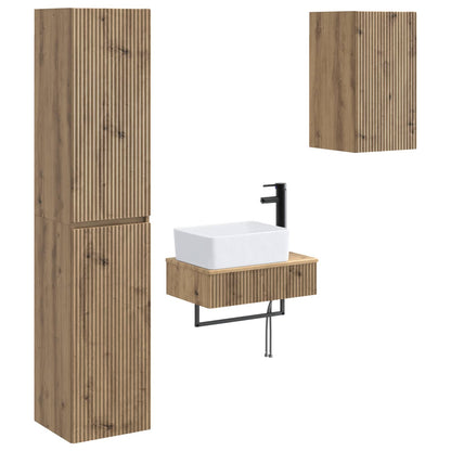 Badkamermeubelset 3 st Artisanaal eiken 33 x 34,5 x 160 cm