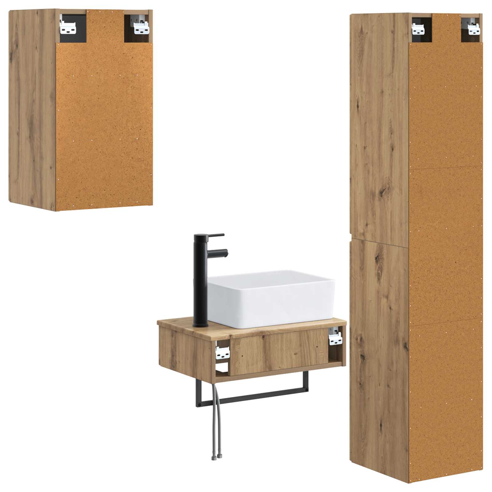 Badkamermeubelset 3 st Artisanaal eiken 33 x 34,5 x 160 cm