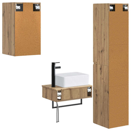 Badkamermeubelset 3 st Artisanaal eiken 33 x 34,5 x 160 cm