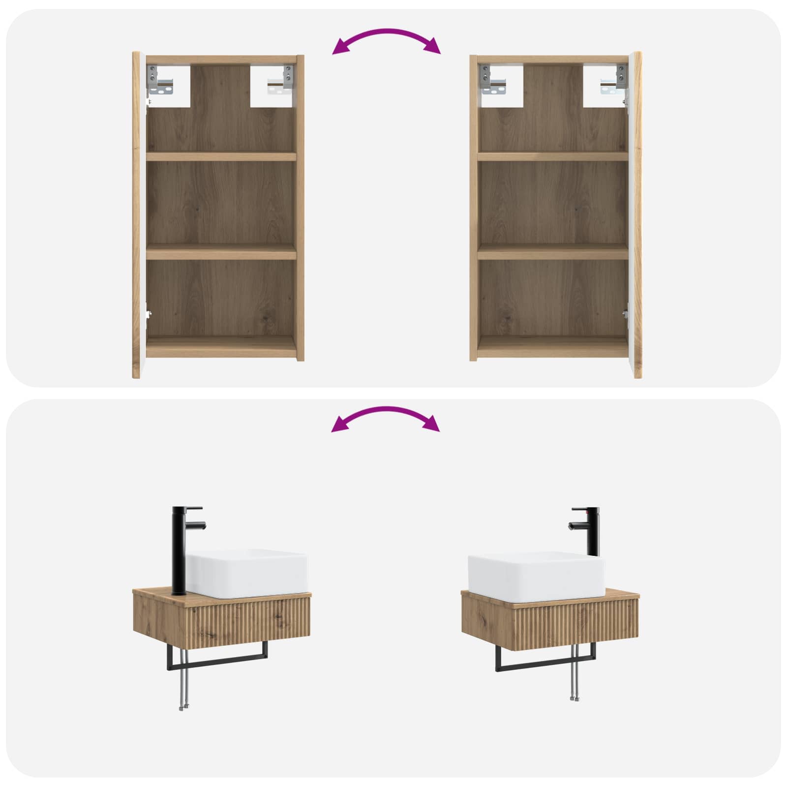 Badkamermeubelset 3 st Artisanaal eiken 33 x 34,5 x 160 cm
