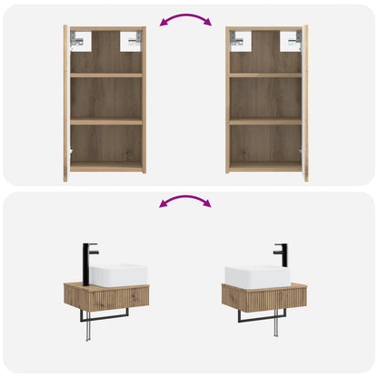 Badkamermeubelset 3 st Artisanaal eiken 33 x 34,5 x 160 cm